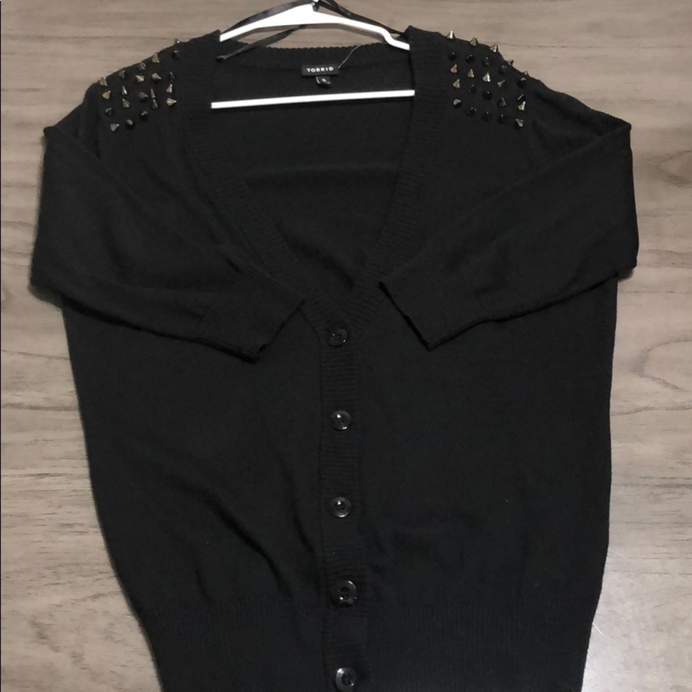 Torrid Studded Shoulder 4 Button Sweater Top